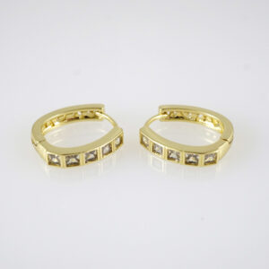 E2876 Earrings - Aretes - Zircon Stone - 14K Real Color