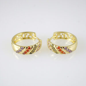 E2877 Earrings - Aretes - Zircon Stone - 14K Real Color