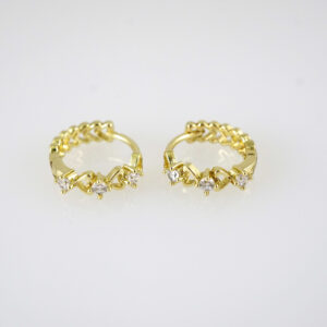 E2878 Earrings - Aretes - Zircon Stone - 14K Real Color