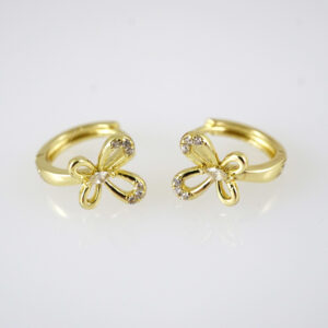 E2879 Earrings - Aretes - Zircon Stone - 14K Real Color