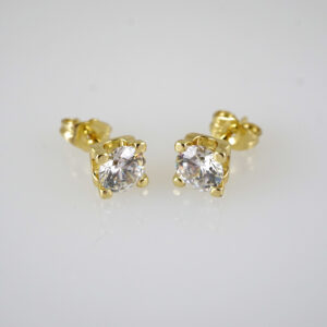 E2884 Earrings - Aretes - Zircon Stone - 14K Real Color