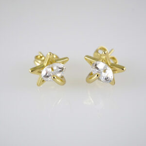 E2894 Earrings - Aretes - Zircon Stone - 14K Real Color