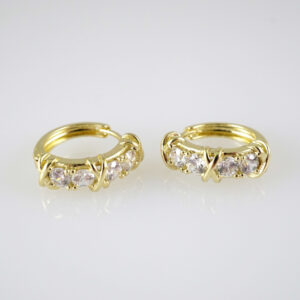 E2896 Earrings - Aretes - Zircon Stone - 14K Real Color
