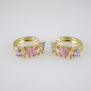 E2898 Earrings - Aretes - Zircon Stone - 14K Real Color