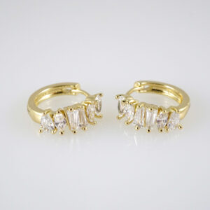 E2900 Earrings - Aretes - Zircon Stone - 14K Real Color