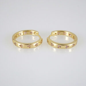 E2907 Earrings - Aretes - Zircon Stone - 14K Real Color