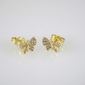E2910 Earrings - Aretes - Zircon Stone - 14K Real Color
